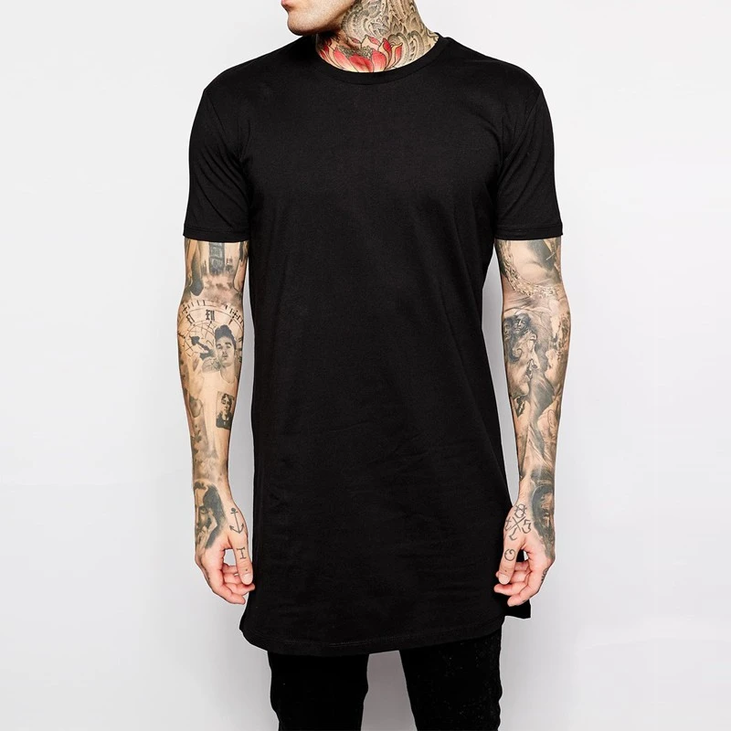 2021 Brand New Clothing Mens Black Mens Long T shirt Tops Hip Hop Man T-shirt Short Sleeve Casual Men Tee shirts For Male