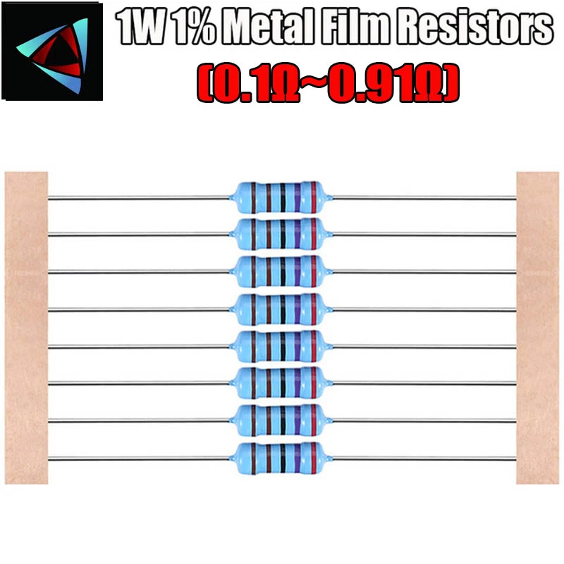 20pcs 1W 1% Metal film resistor  0.1 0.12 0.15 0.18 0.2 0.22 0.24 0.27 0.3 0.33 0.39 0.47 0.5 0.56 0.62 0.68 0.75 0.82 0.91 ohm