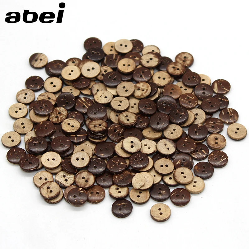 100pcs/lot 11mm Natural Coconut Buttons Diy Sewing Garment Accessories Wooden Flatback button for Scrapbooking Decoration