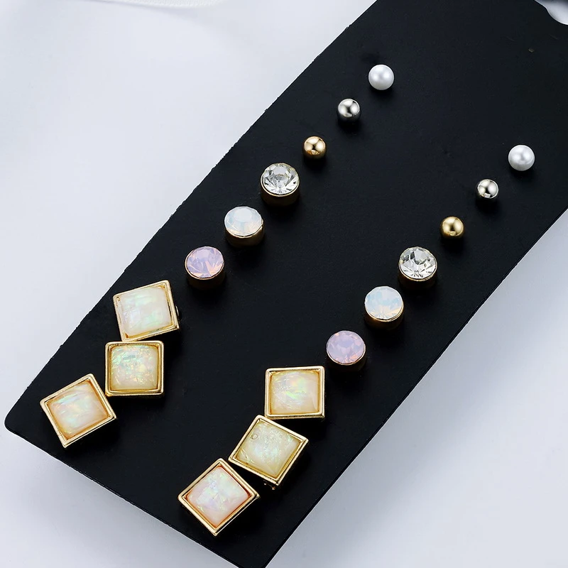 F21 9 Pairs Mini Classic Simple Stud Earrings For Women Brincos Include 9 Pairs Earrings Hight Quality #CJ032