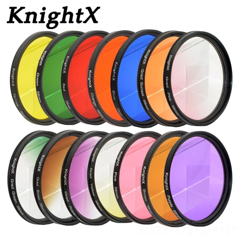 KnightX 24 color filter 49mm 52mm 55mm 58mm 67mm 77mm Grad nd for nikon canon sony eos lens photo dlsr d3200 a6500 objektiv uv