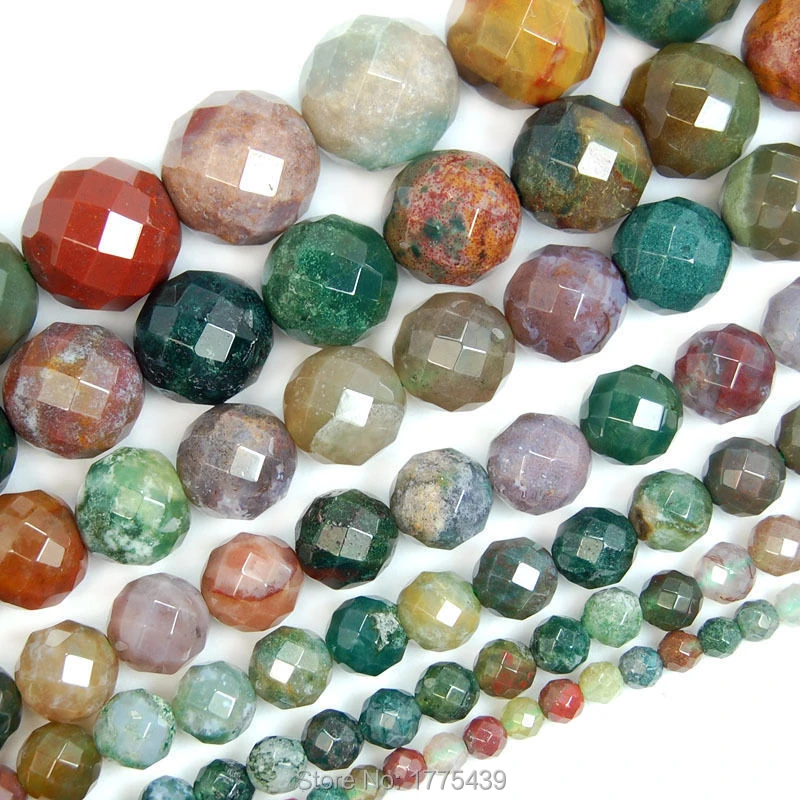 Free Shipping  Wholesale 4 6 8 10 12 14mm Faceted Natural Indian Agat Round loose stone jewelry Beads Agat Beads DIY