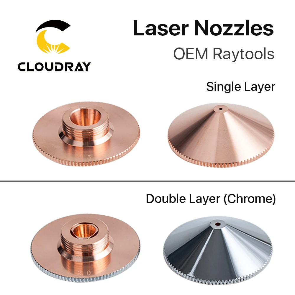 Cloudray Laser Nozzle Single Double Layers Dia.32mm Caliber 0.8 - 6.0 for Raytools Empower BT240 1064nm Fiber Laser Cutting Head