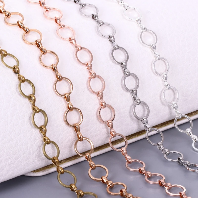 1m 8mm round closed connection chain brass handmade necklace, chain accessories charm accessories DIY discovery accessories