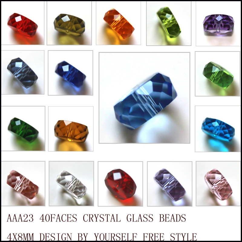 2021 New Arrival Fashion Faceted Crystal Beads 4*8mm Loose Tyre Shape DIY AAA Jewelry Glass Beads 100pcs StreBelle