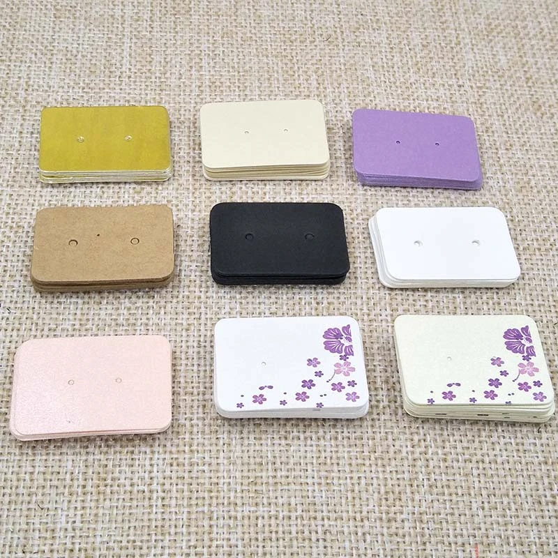 100PCS 3.5*2.5cm multi color Paper cute Stud earring HangTag card Jewelry Display packing Card