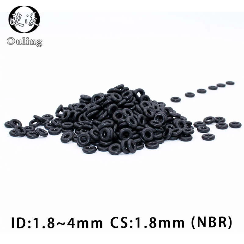 50PCS/lot Rubber Ring NBR Sealing O-Ring 1.8mm Thickness ID1.8/2/2.24/2.5/2.8/3.15/3.55/3.75/4mm Nitrile O Ring Seal Gasket