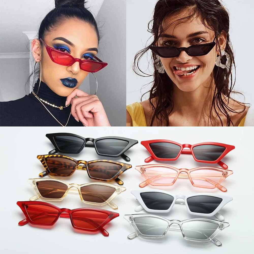 UV400 Sun Shades Women Vintage Cat Eye Sunglasses Fashion Small Frame Glasses Street Eyewear Luxury Trending Sunglasses