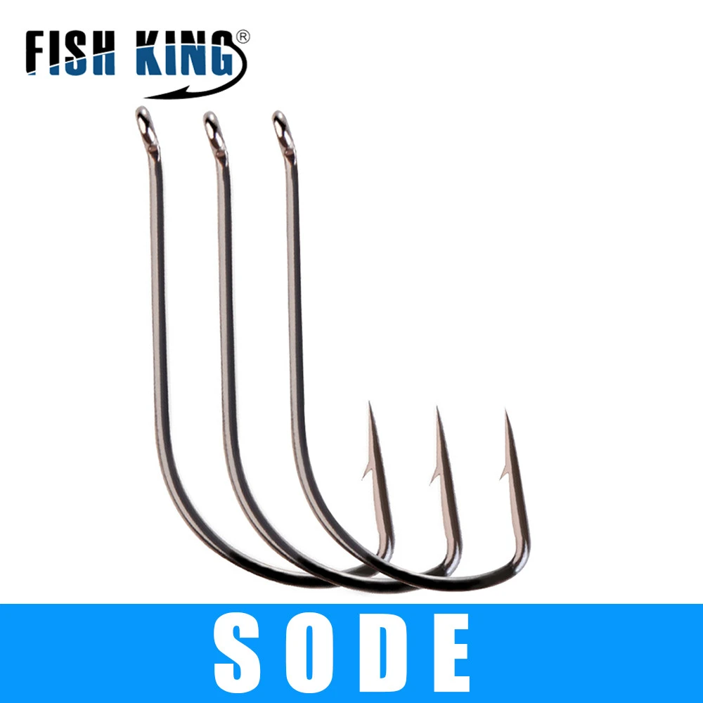 FISH KING 3packs SODE Fishing Hook With Ring Size 5-16# High Carbon Steel Fishing Hooks Jig Barbed Carp Anzol Hook
