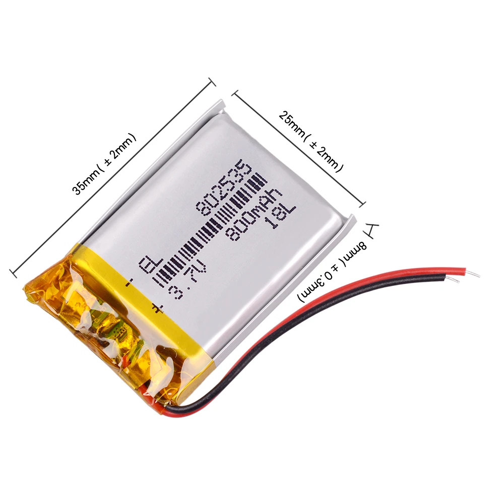 3.7V lithium battery 800MAH polymer battery 802535  Bluetooth DVR player dashcam recorder Registrar