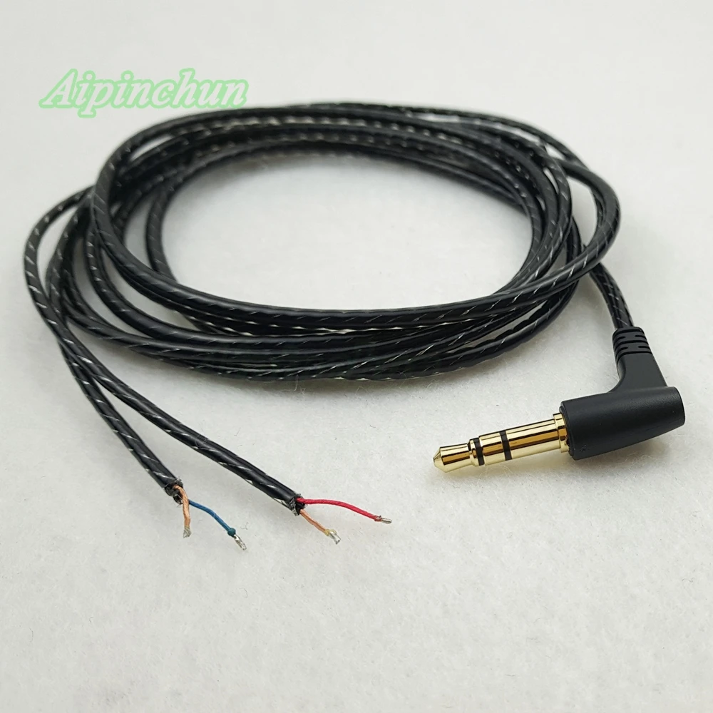 Aipinchun 3.5mm 3-Pole Bending Jack DIY Earphone Audio Cable Headphone Repair Replacement Cord LC-OFC Wire A34