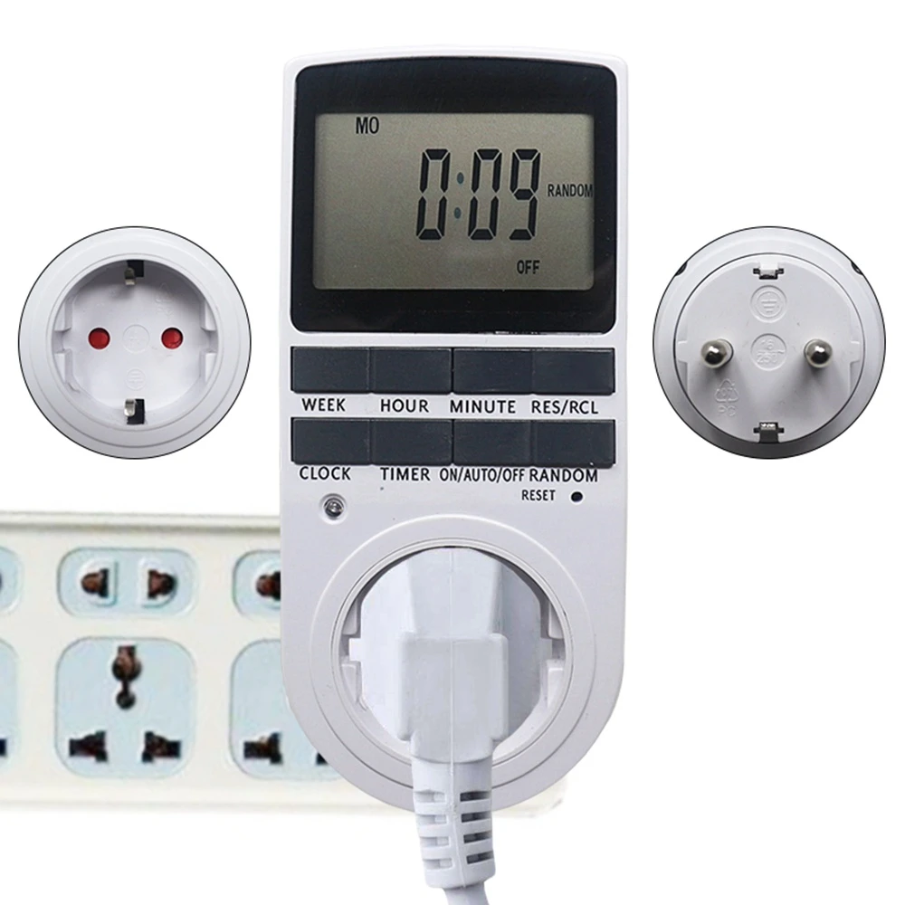 Programmer Timer Socket Timer Switch EU Fr BR UK Plug Electronic Timer Outlet Digital Kitchen Plug Sockets 7 Day 12/24 Hour