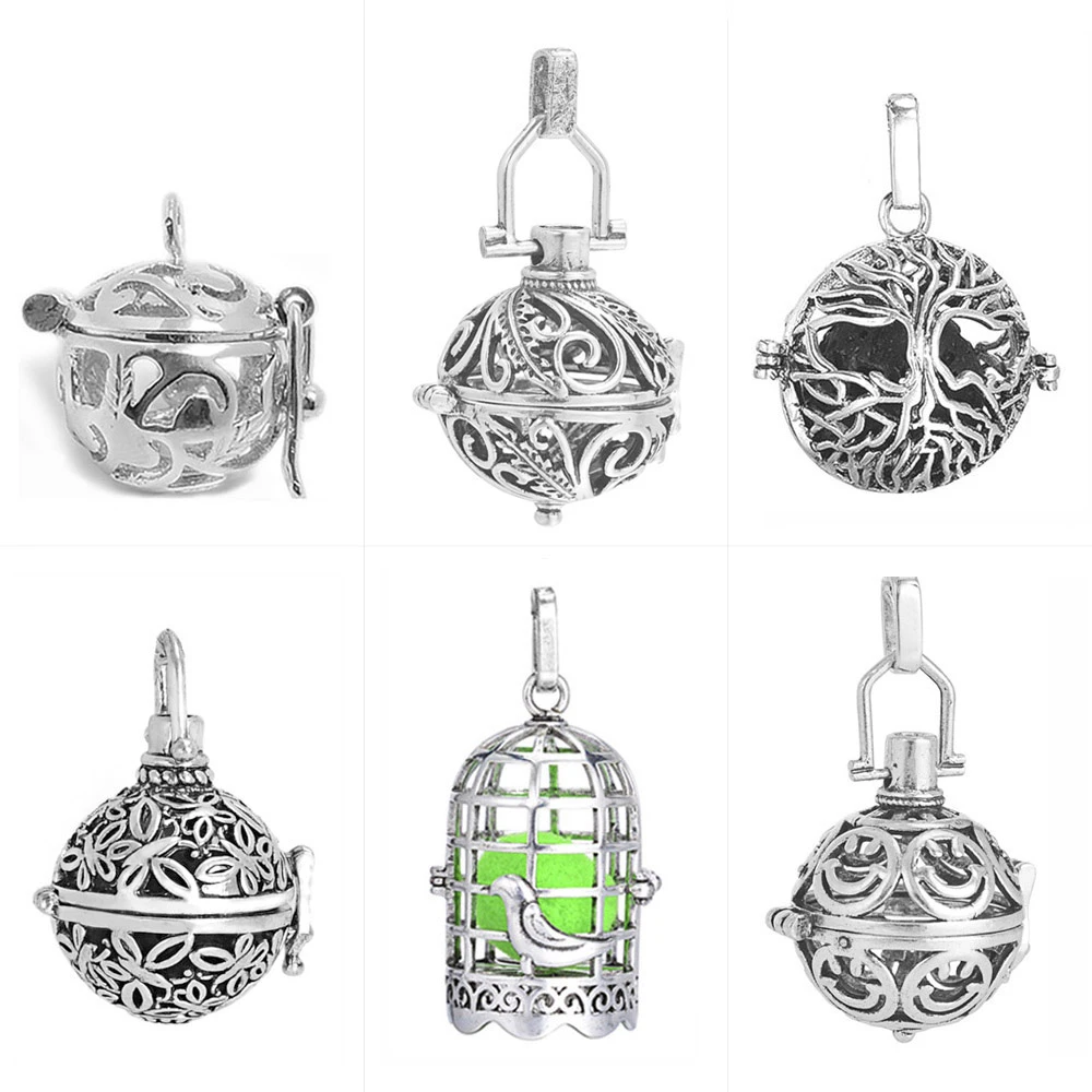 1pc Cage Music Ball Baby Diffuser Necklace Locket Pendants For Prenatal Edutation DIY Pregnancy Essential Oil Necklace