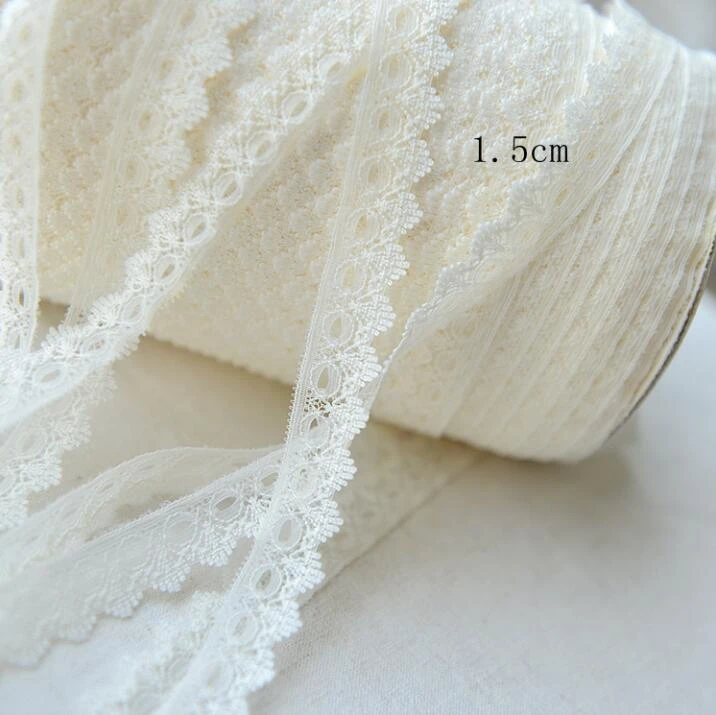 10 Meters Lace Ribbon Tape Ivory Smooth Lace Trim DIY Embroidered Lace Trimmings for Sewing Accessories Packing Decoration