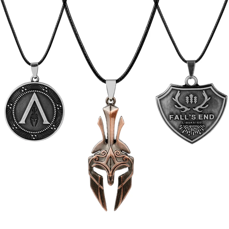 Hot Game Jewelry Spartan Spear of Leonidas Mask Necklace Men Women Punk Accessories Metal Pendant Necklaces