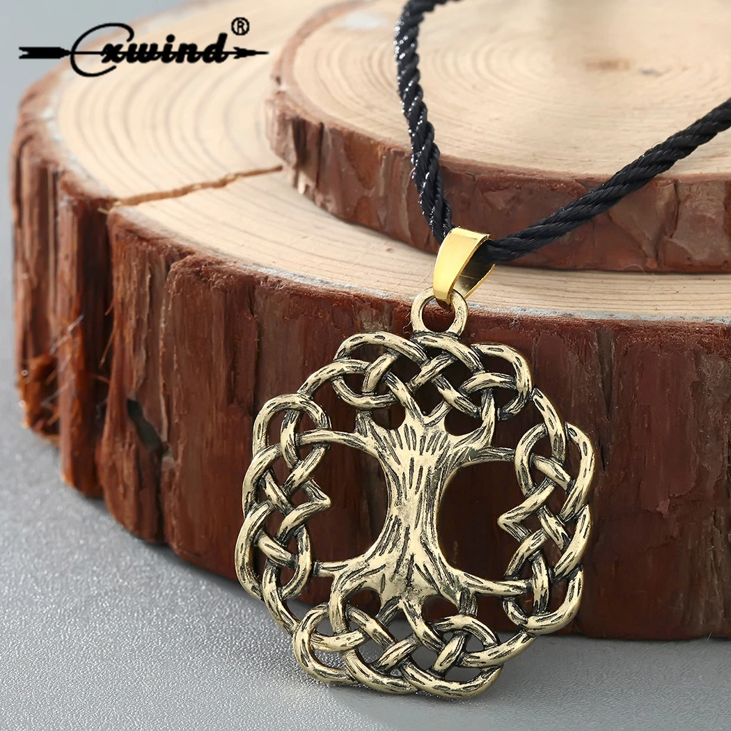 Cxwind Vintage Tree of Life Necklace World Tree Pendants Necklaces Viking Scandinavian Pendant Bronze Necklace Jewelry