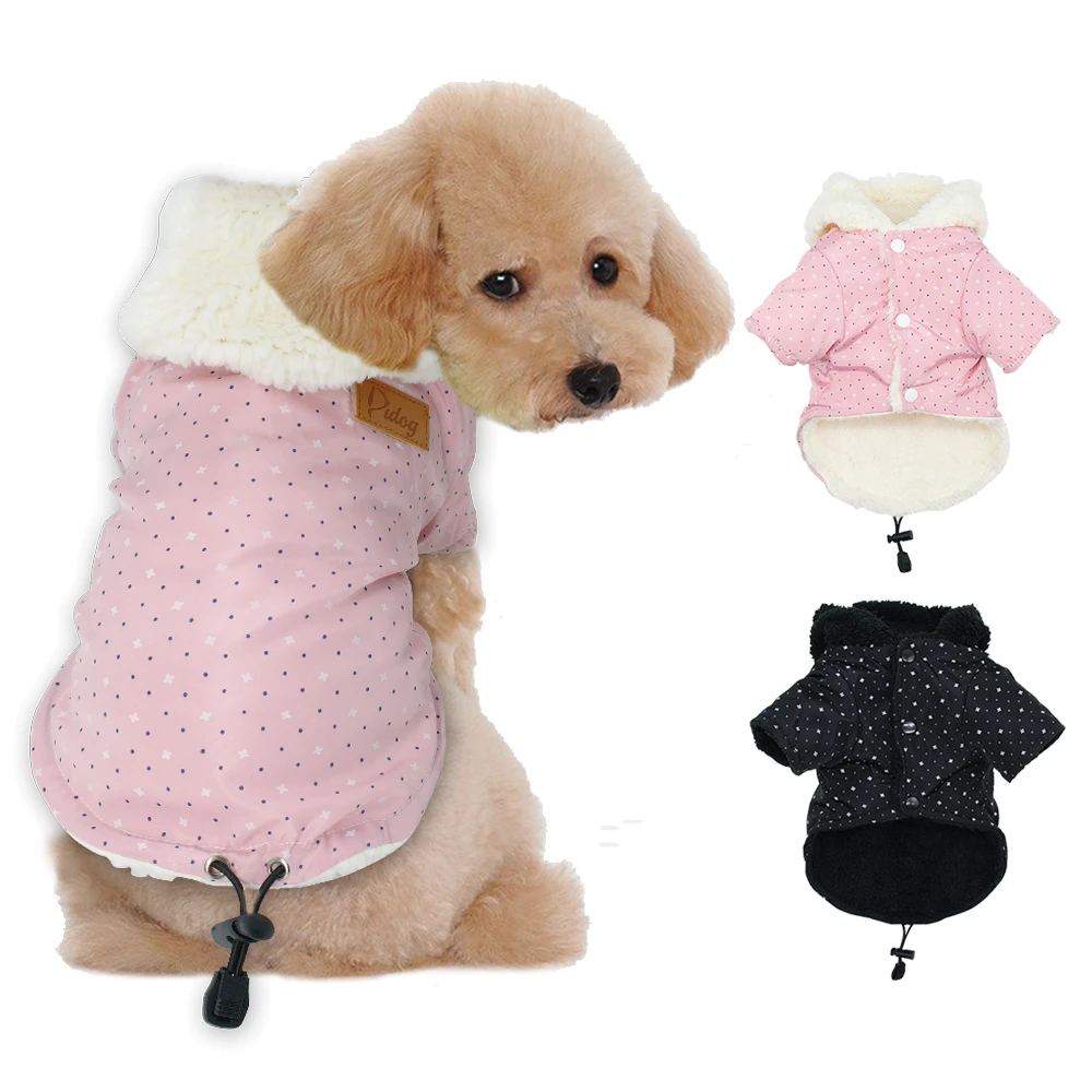 Small Dog Clothes Winter Pet Coat for Puppy Warm Hoodie Apparel Chihuahua Yorkshire Clothing For Small Medium Dogs Pink Black