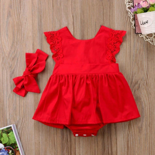 New Arriavl Christmas Ruffle Red Lace Romper Dress Baby Girls Sister Princess Kids Xmas Party Dresses Cotton Newborn Costume