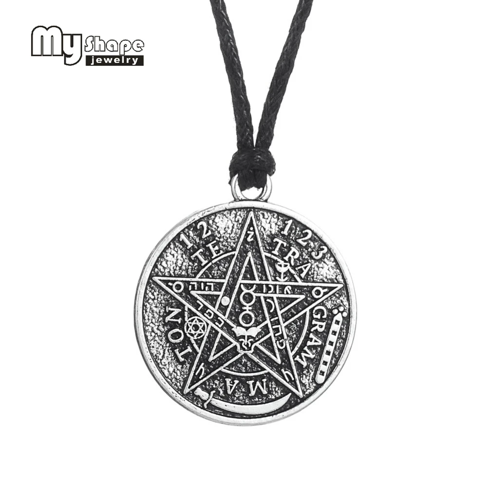 My shape Antique Tetragrammaton Pentacle Pentagram Pendant Charm Necklace for Men Wiccan Talisman Pagen Amulet Jewelry Wholesale