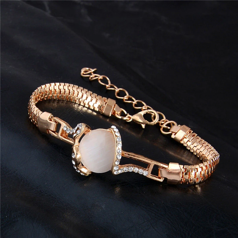 MISANANRYNE Fashion Rhinestones Gold Color Women Jewelry Shiny Austrian Crystal Cat Eye Stone New Design Bracelets