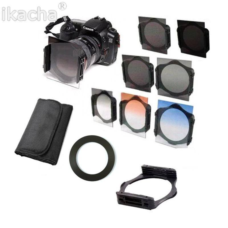 Complete ND 2 4 8 + Gradual ND4 Blue Orange Filter 49 52 55 58 62 67 72 77 82mm Kit for Cokin P Set SLR DSLR Camera Lens