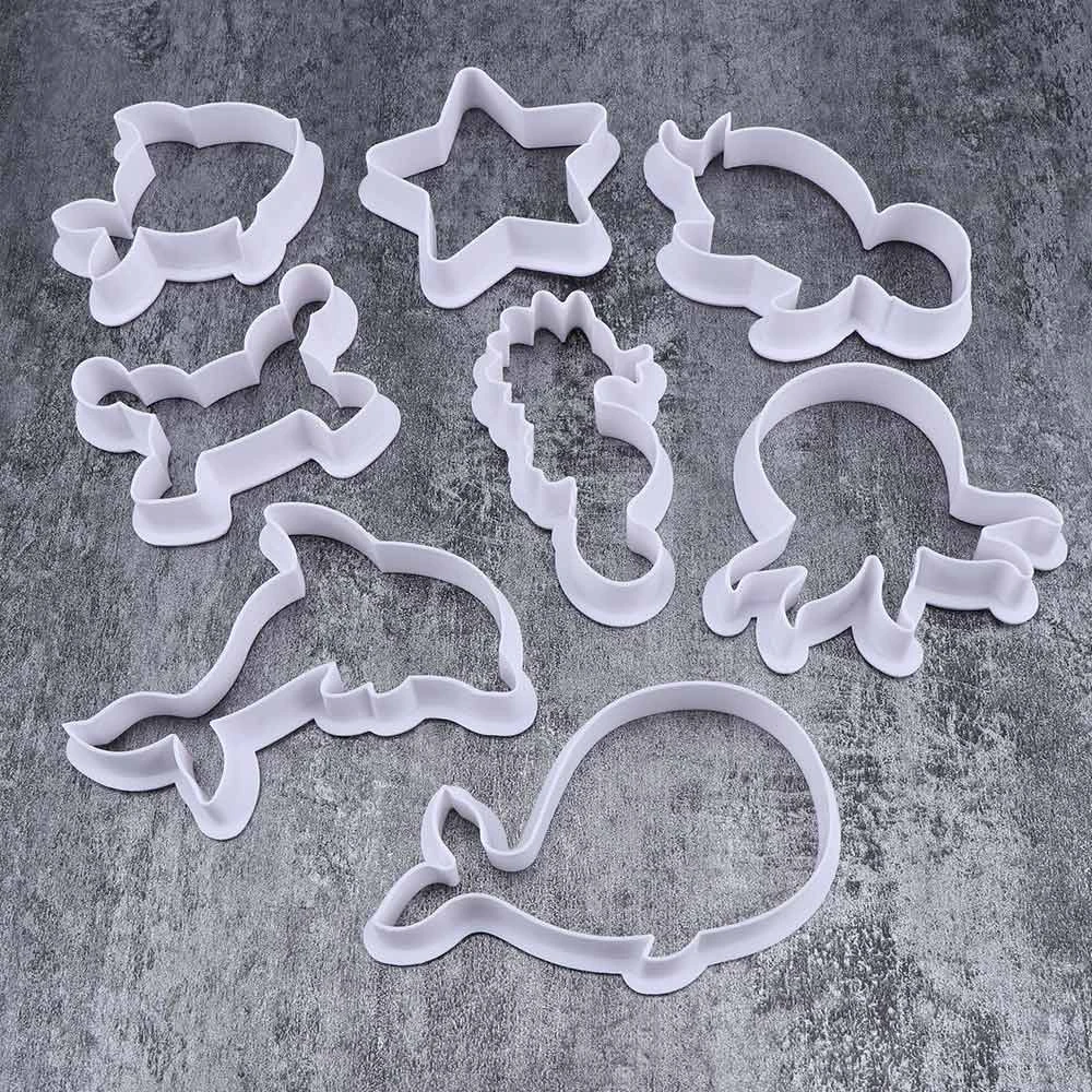 8Pcs/Set Eco-Friendly Plastic Sea Creature Cookie Cutter Mini Cookie Cutters For Kids Chocolate Biscuit Mold Decorative Tool