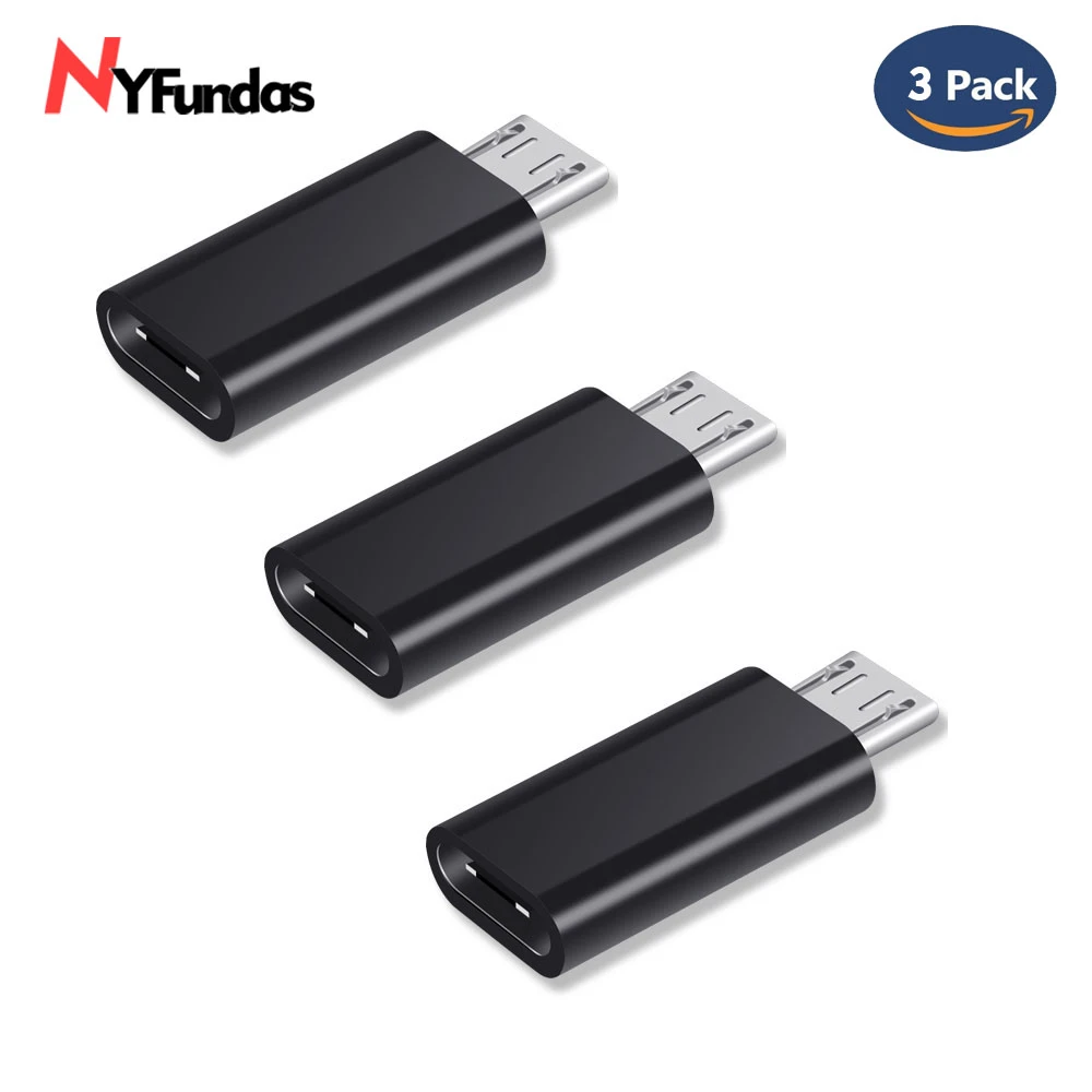 NYFundas 3pcs usb c to micro usb adapter for Samsung Galaxy S7 S6 edge Huawei honor 8x Xiaomi Redmi Note 5 6 Pro 4 LG usbc cable