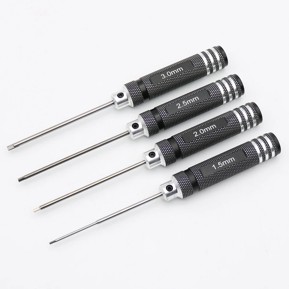 4Pcs 1.5/2/2.5/3.0mm Black Hex Drivers Allen Wrench Repair Tool Set for RC Cars