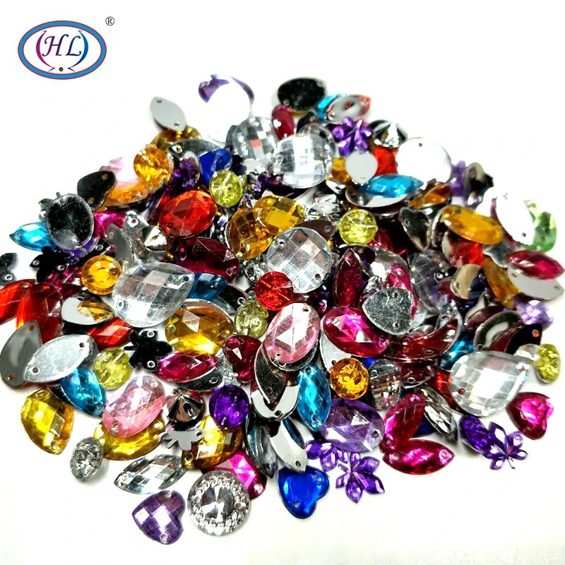 HL 100PCS/package Lots Mixed Size Shape Loose Sew-on Rhinestones Apparel Bags Shoes Sewing Accessories DIY Crafts