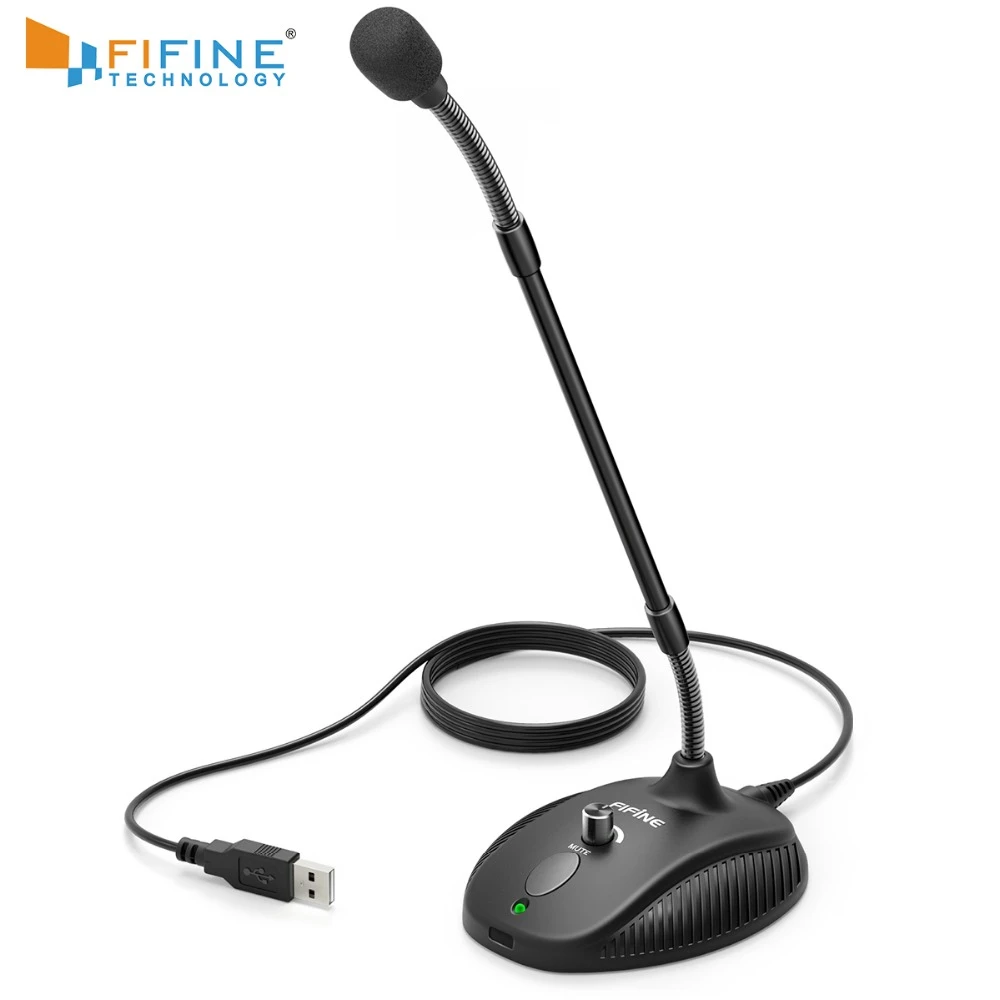 FIFINE Gooseneck Microphone for Teaching Classroom Online Meeting Video Social APP USB suit for PC Laptop Height Adjustable