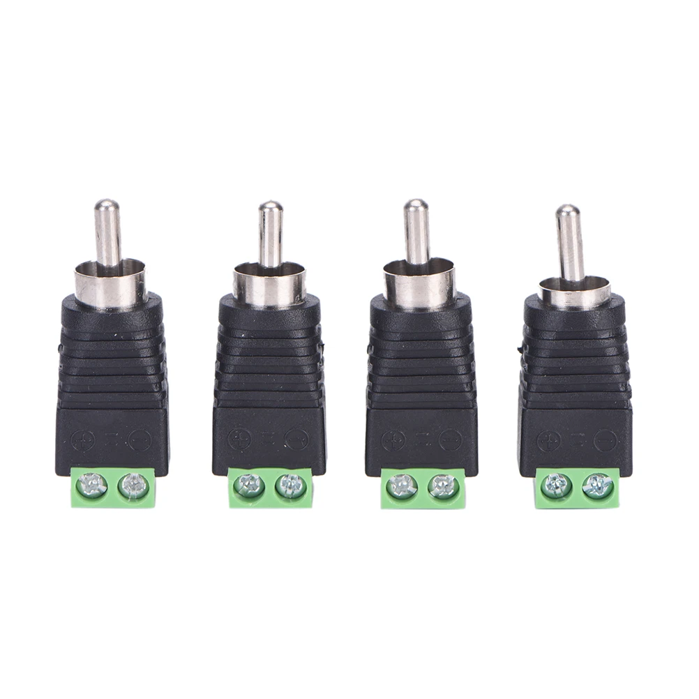 New 4pcs/lot CCTV Phono RCA Male Plug TO AV Terminal Connector Video AV Speaker Wire cable to Audio Male RCA Connector Adapter