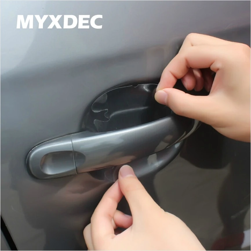 8pcs Universal Invisible Car Door Handle Scratches Automobile Shakes Protective Vinyl Protector Films Car Handle Protection 1