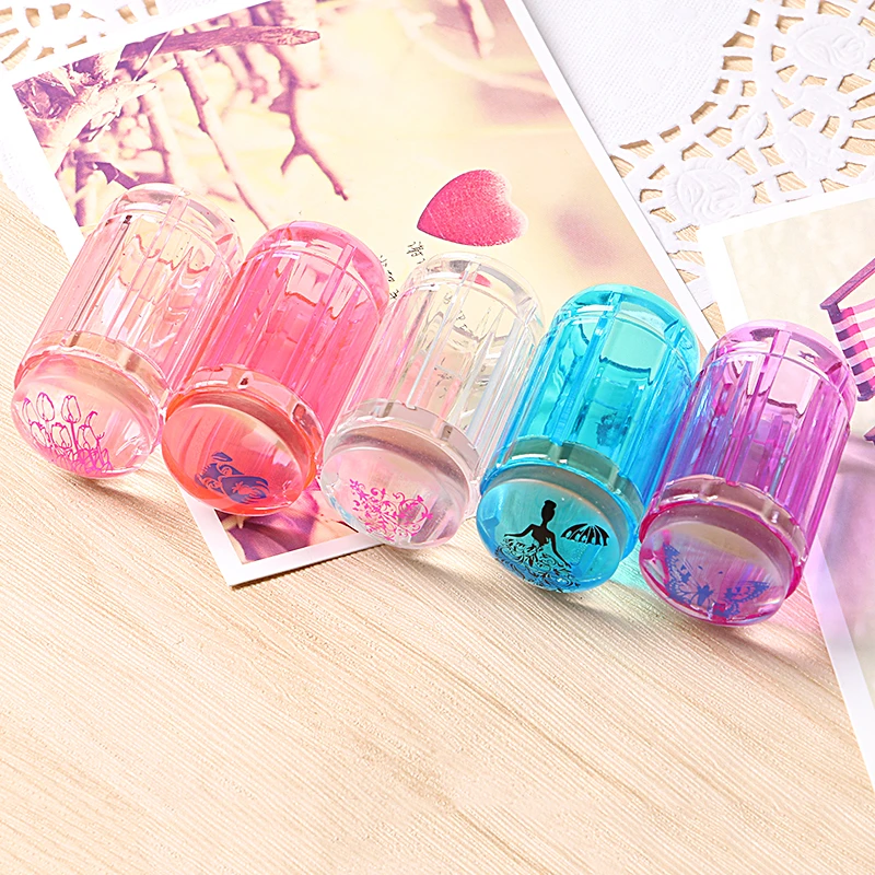 4 colors Clear Round Jelly Nail Art  2.8cm Jelly head Nail Stamping Stamp Scraper Polish Print Transfer Nail Stamper Tools,KMLK4