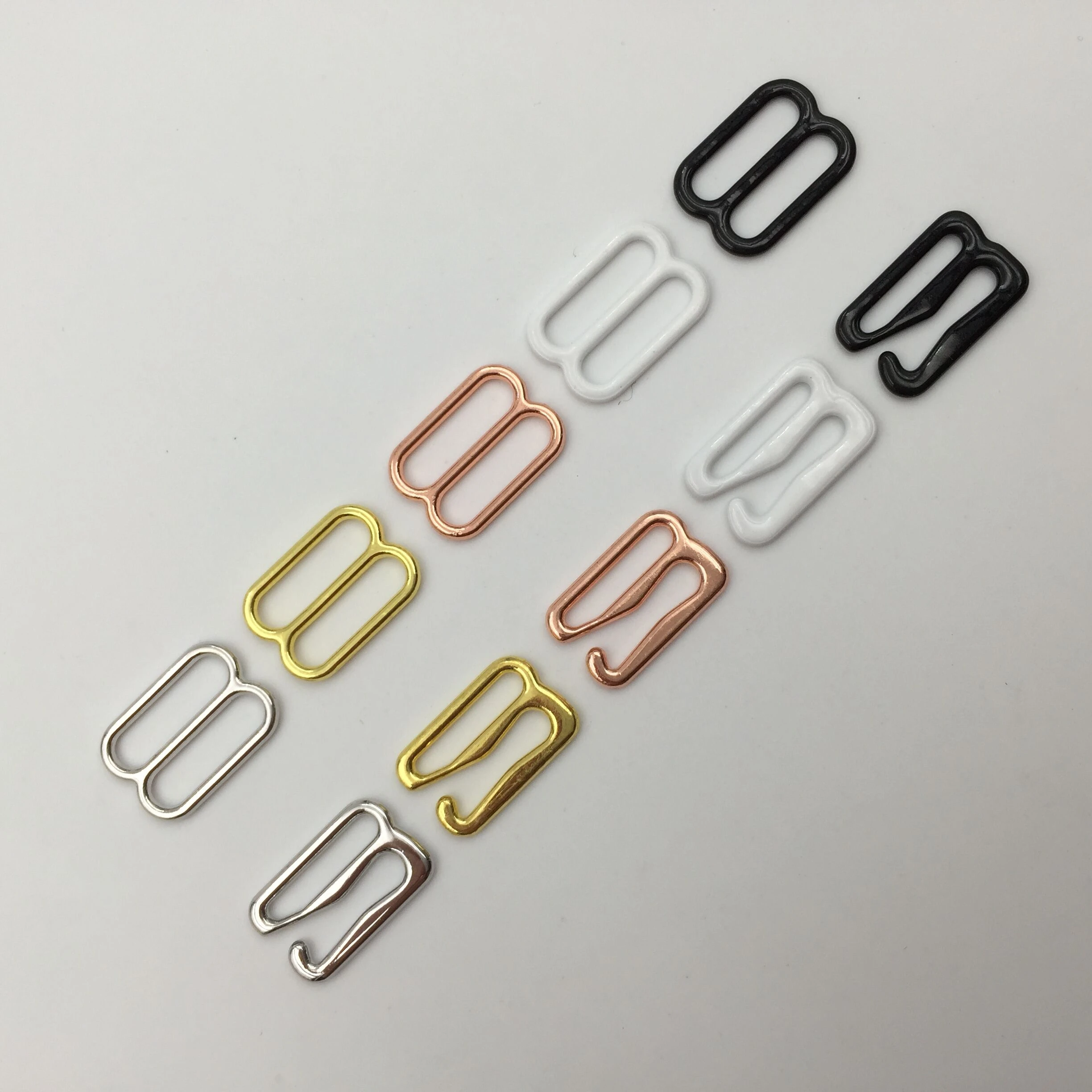 Wholesale 10 sets  Various sizes of bra hooks and sliders strap adjusters buckles 5 color