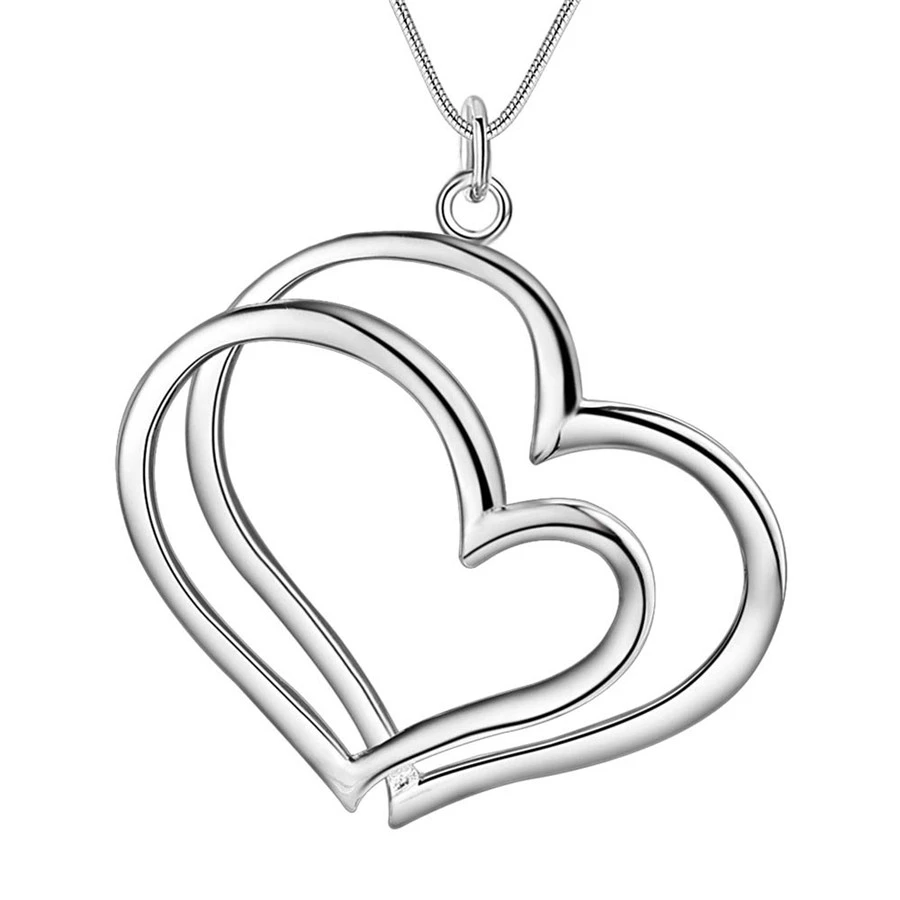 P108 Wholesale Free shipping romantic fashion silver color jewelry charm women noble heart pendant necklace Kinsle