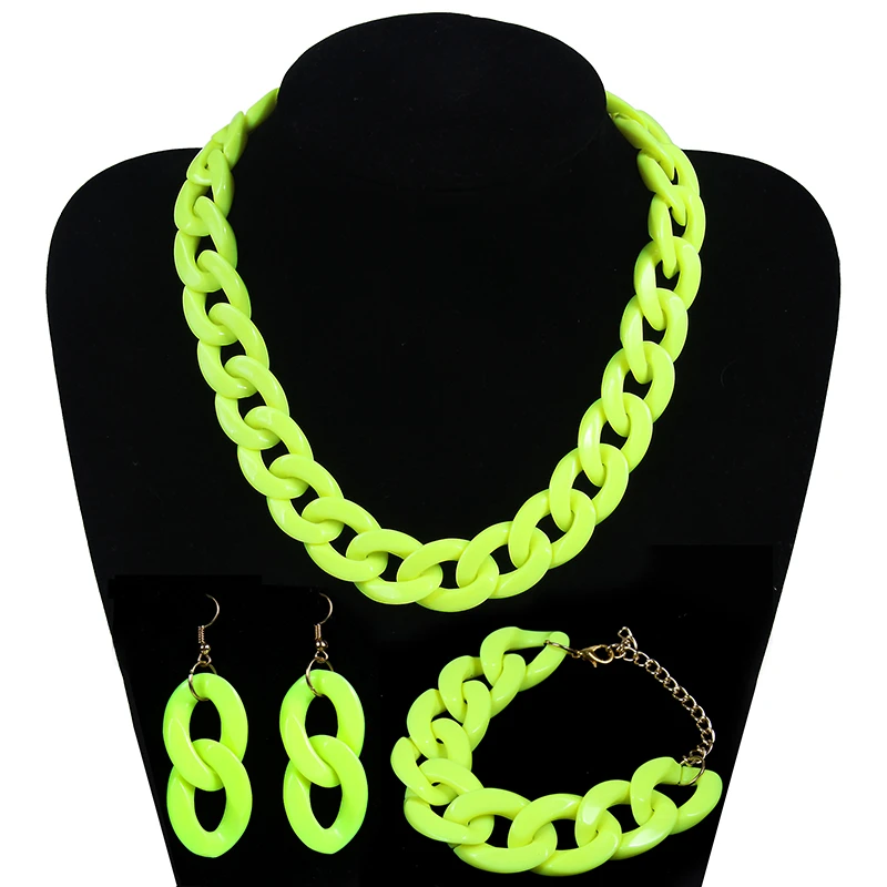 Fashion Acrylic Long Chain Necklace Bohemian Chunky Plastic Choker Collar Necklace Pendant For Women Bijoux Fashion Accessories