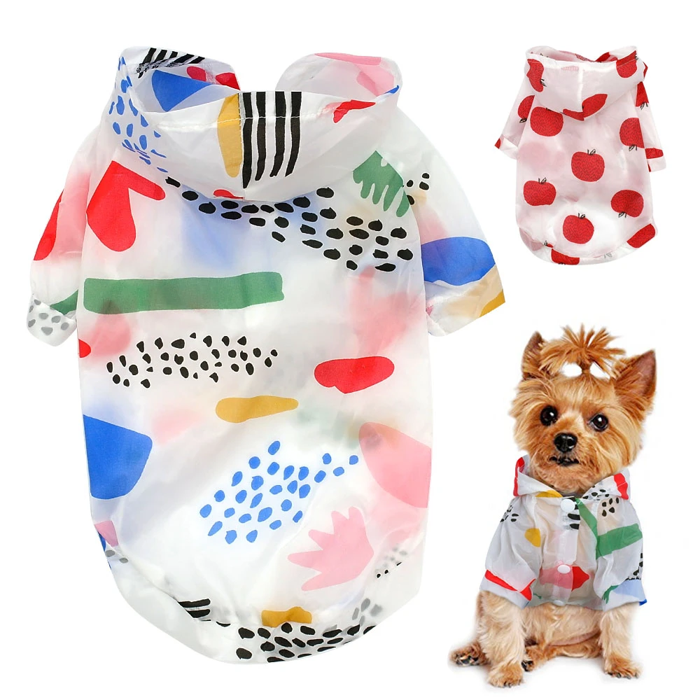 Dog Sun-proof Clothing Summer Sun Protection Hoodie Small Dog Clothes Print Poncho For Small Medium Pets Puppy Cat