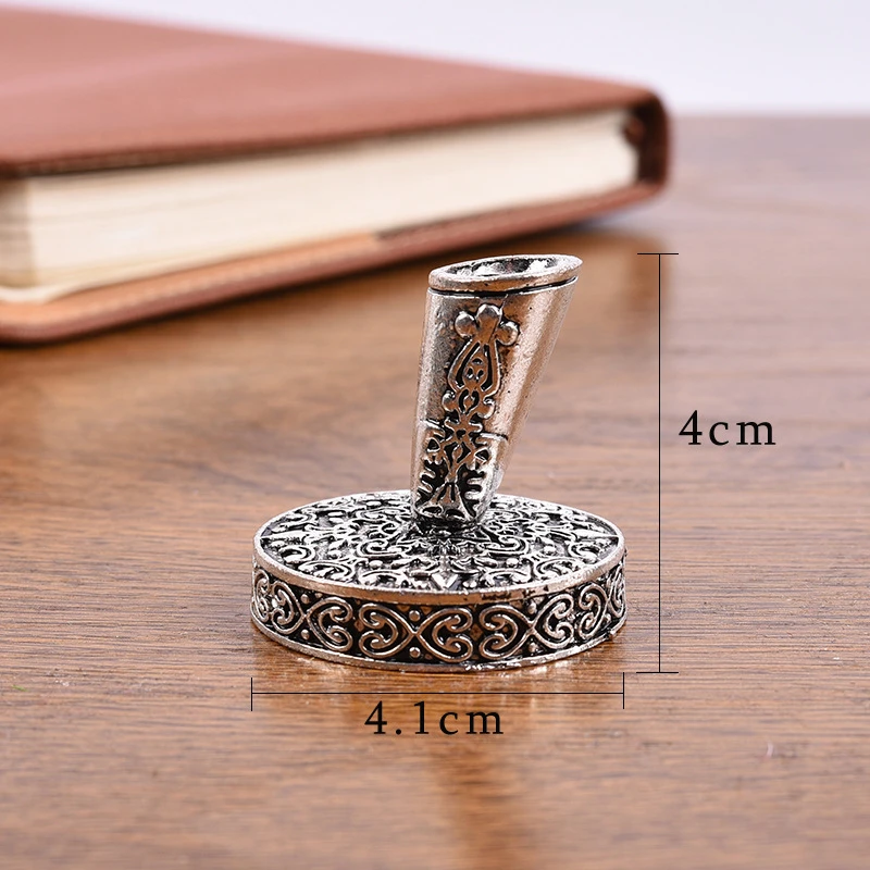 European Vintage Feather Pen Pen Stand Metal Round Pen Holder Magic Fountain Pen Accessories Stainless Steel Stationery Gift