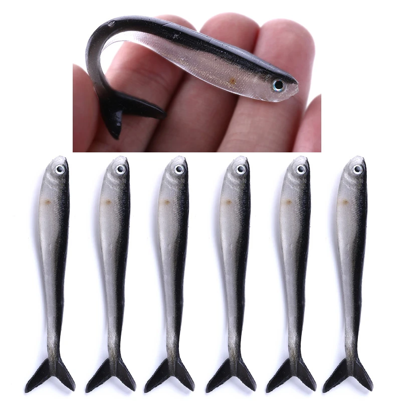 10pcs 80mm 2.2g Soft Silicone Fishing Lure Minnow Saltwater Freshwater Worms Wobblers  Artificial Bait Bass Tackle Jigs