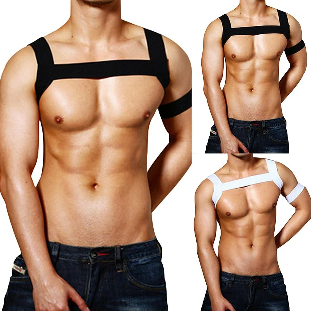 Hot New Sexy Men Nylon Body Chest Harness Elastic Shoulder Strap Stage Costume Clubwear