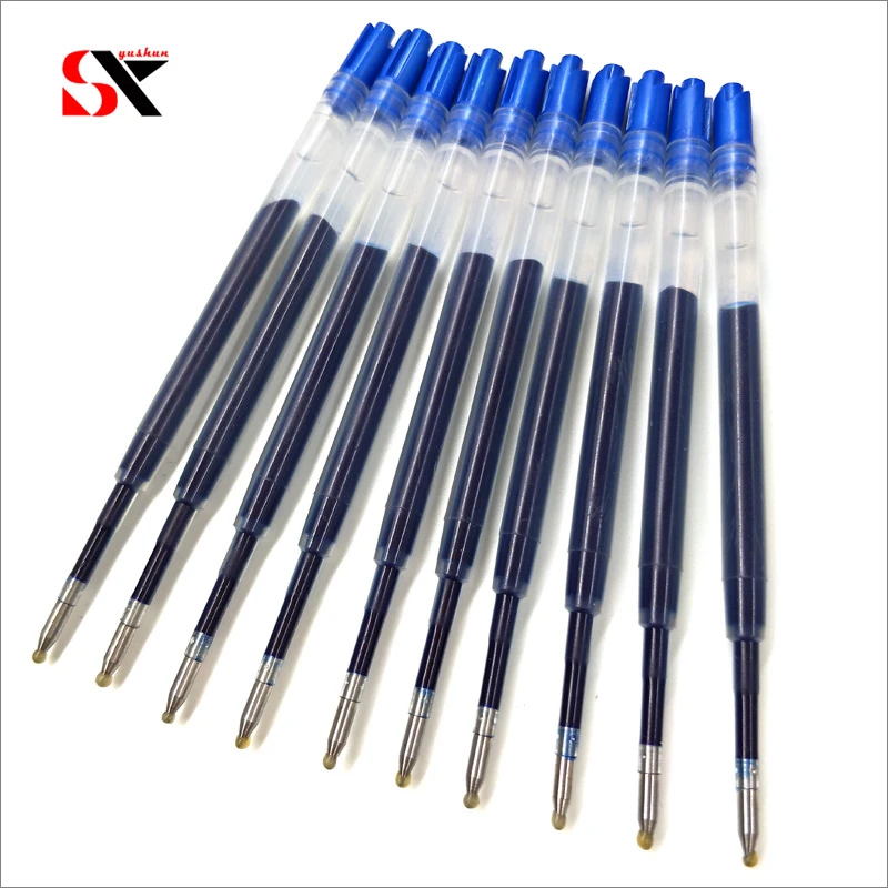 Yushun 424 Black Blue Ink Gel Pen Refill L98mm Recharge replacement for Metal Ballpoint Pen Neutral refills office school 10 PCS
