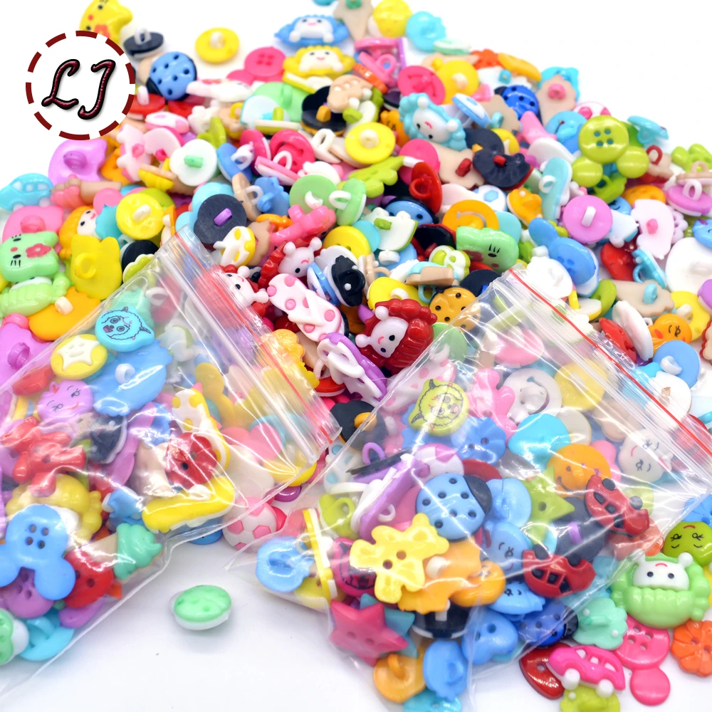 50pcs random mixed colorful cartoon button DIY Scrapbooking buttons clothes accessories handmade crafts children's sewing button