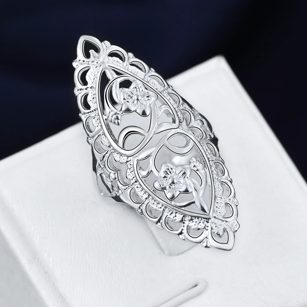 wholesale price for women girl Retro hollow ring Lovely Wedding party silver color ring Cute noble fashion classic Jewelry R698
