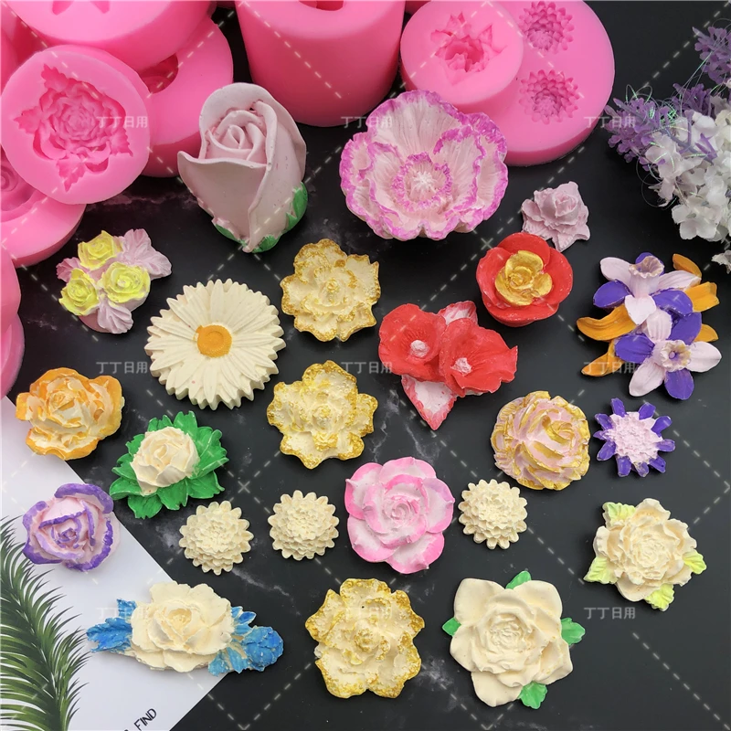 Flower Silicone Cake Mold 3D Rose Mold Decorating Tools Chocolate Baking Mold Gypsum Clay Fondant Moulds