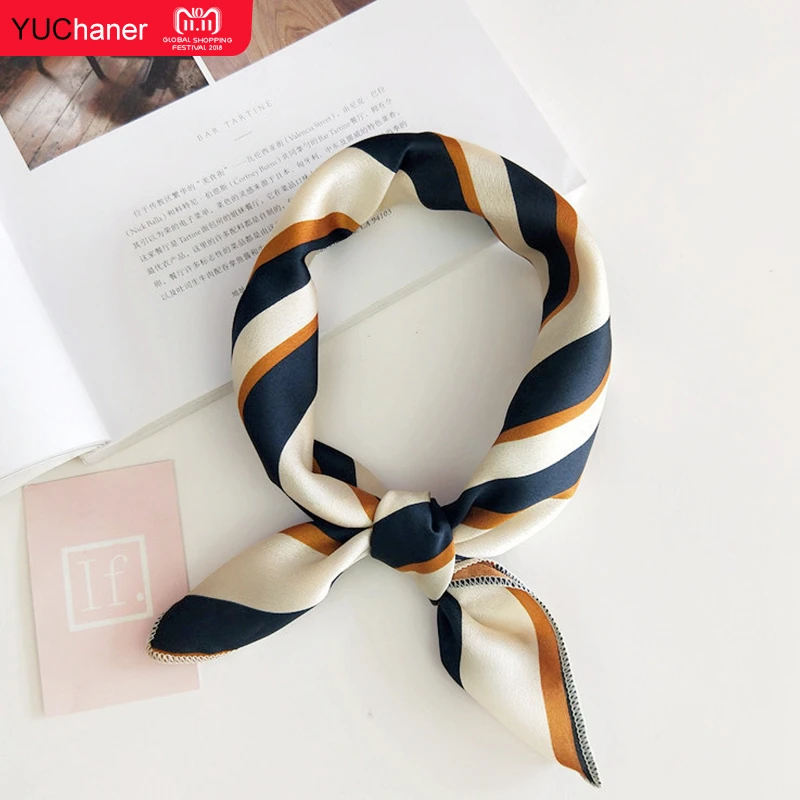 Hair Scarf Tie Animal Print Luxury Satin Small/Square/silk/Neck/Ring/Scarf Winter Head Scarf  For Wome  Neckerchief Fashion 2020