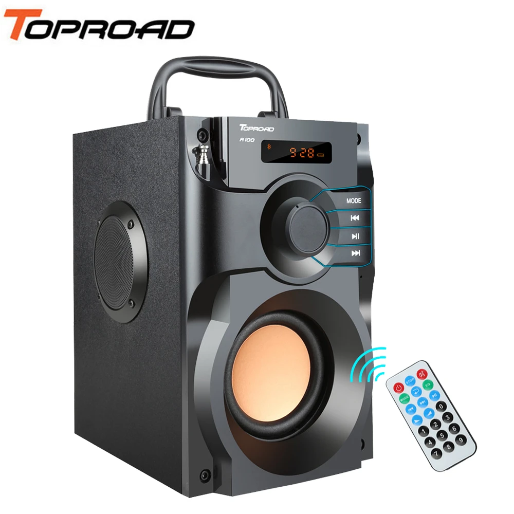 TOPROAD Wireless Bluetooth Speaker Stereo Subwoofer Bass Speakers Column Soundbox Support FM Radio TF AUX USB Remote Control