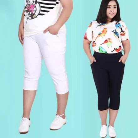 Plus Size Female Elastic Pants capris 6XL 5XL High Waist Women Super Stretch Summer Calf-length Pencil Pants Pantalon Large Y868