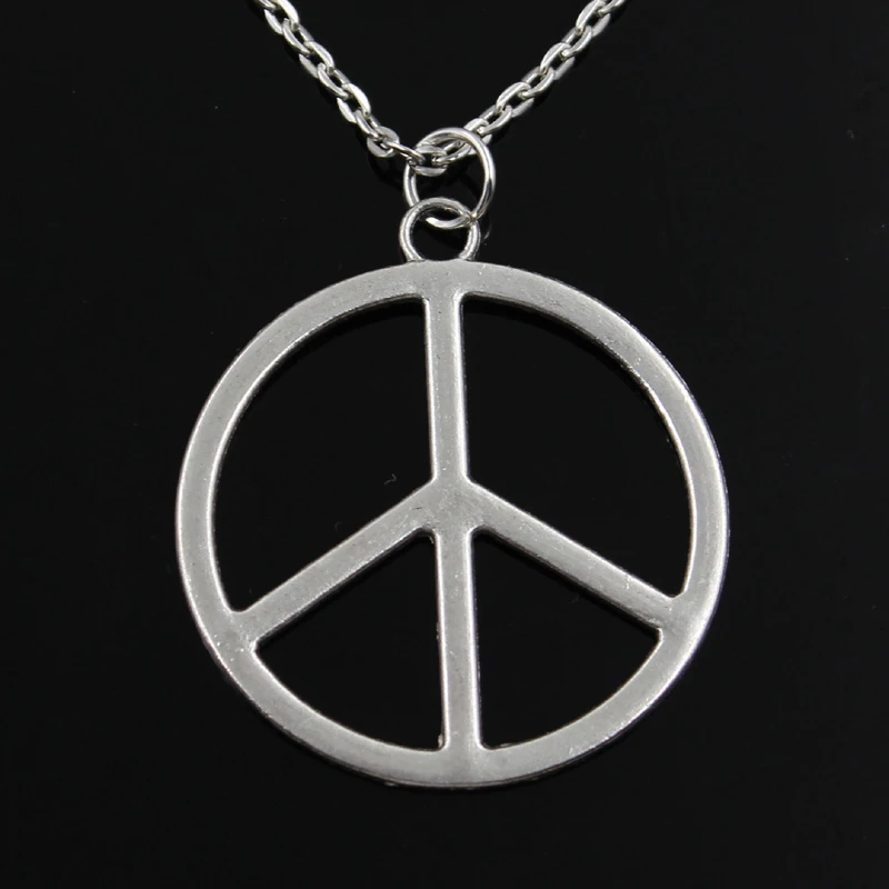 New Fashion Peace Symbol Pendants Round Cross Chain Short Long Mens Womens Silver Color  Necklace Jewelry Gift