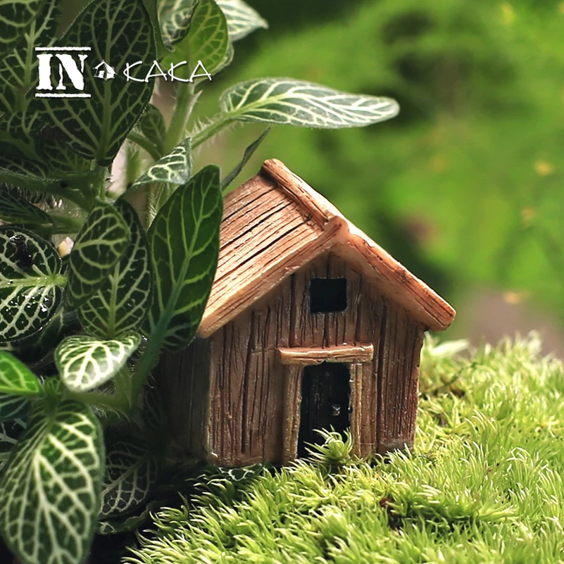 Micro fairy garden figurines Vintage wood board house miniatures/terrarium doll house decor/succulents DIY ornaments accessories