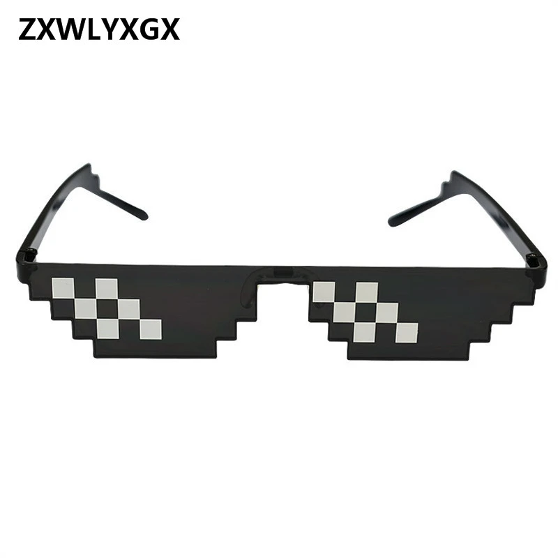 ZXWLYXGX Glasses 8 Bit MLG Pixelated Sunglasses Men Women Brand Thug Life Party Eyeglasses Mosaic Vintage Eyewear